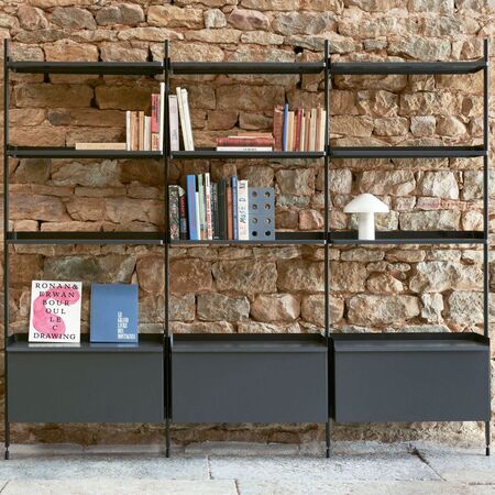 HAY Living Regalsystem Pier Combination 133 - Columns 3 von Hay Blau, Aluminium klar eloxiert