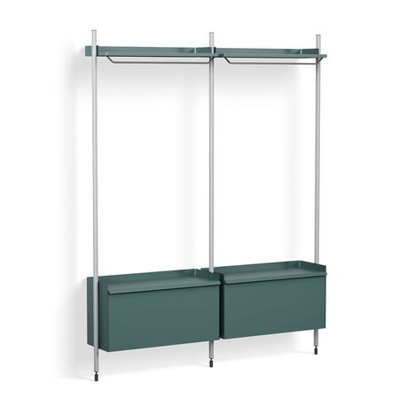 HAY Living Regalsystem Pier Combination 1002 - 2 Columns von Hay Blau, Aluminium klar eloxiert