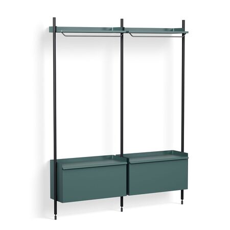 HAY Living Regalsystem Pier Combination 1002 - 2 Columns von Hay Blau, Aluminium schwarz eloxiert