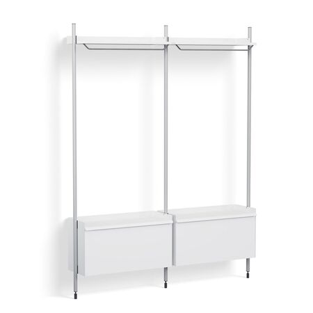 HAY Living Regalsystem Pier Combination 1002 - 2 Columns von Hay Weiss, Aluminium klar eloxiert