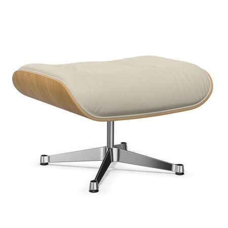 Vitra Lounge Chair Ottoman / neues Furnier / Leder Kastanie natur lackiert 26, Ton 73 - Leder Premium F, Aluminium poliert 03