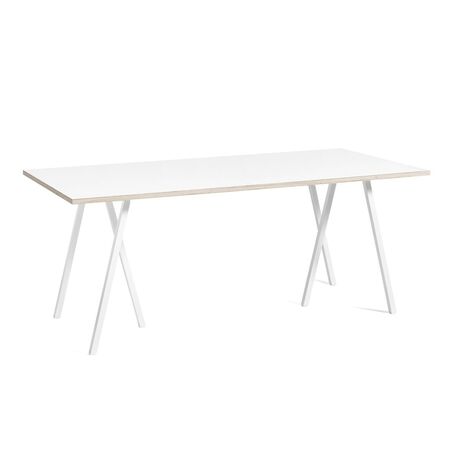 HAY Accessoires Loop Stand Table B: 180 cm / T: 87.5 cm, Laminat Weiss, Stahl pulverbeschichtet weiss