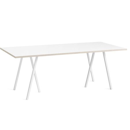 HAY Accessoires Loop Stand Table B: 200 cm / T: 92.5 cm, Laminat Weiss, Stahl pulverbeschichtet weiss