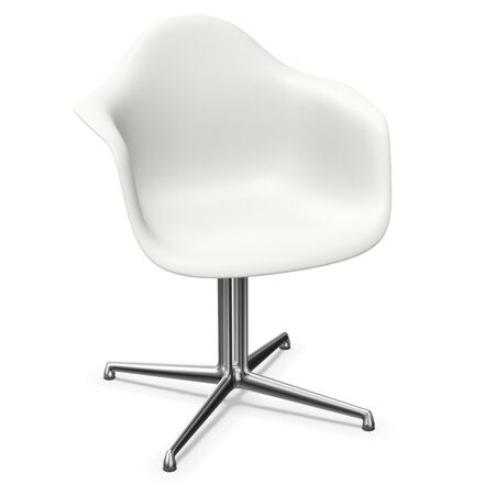 Vitra Eames Plastic  Armchair DAL von Vitra 04 Weiss, Aluminium poliert 03, Filzgleiter basic dark für Hartboden 05