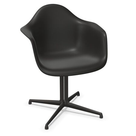 Vitra Eames Plastic  Armchair DAL von Vitra 12 Tiefschwarz RE , Basic Dark 30 pulverbeschichtet (glatt), Filzgleiter basic dark für Hartboden 05