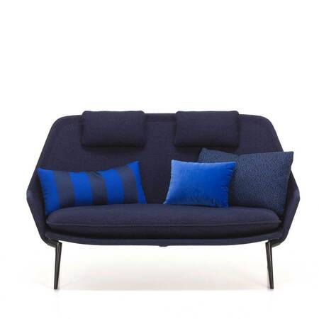 Vitra Slow Sofa in Stoff von Vitra Flocca dunkelblau, Aluminiumguss pulverbeschichtet tiefschwarz