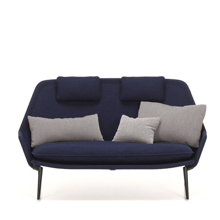 Vitra Slow Sofa in Stoff von Vitra Flocca dunkelblau, Aluminiumguss pulverbeschichtet tiefschwarz