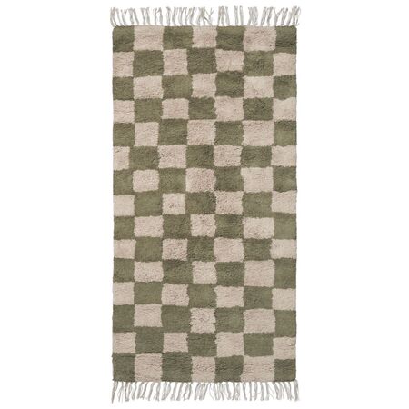 Ferm Living Mara Washable Rug B: 80 cm / H: 150 cm , Elm Green / Warm Sand