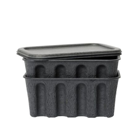 Ferm Living Paper Pulp Box - Small 2er Set 100 % recycelter Papierzellstoff Charcoal, Klein