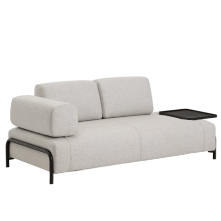 Kave Home 2-Sitzer-Sofa Compo aus Chenille mit grosses Tablett von Kave Home Stahl schwarz, Babel Beige