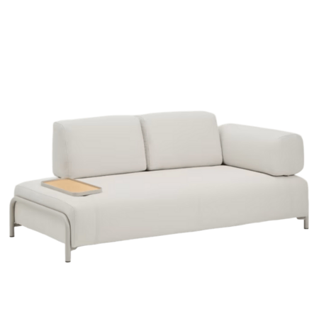 Kave Home 2-Sitzer-Sofa Compo aus Chenille mit kleines Tablett von Kave Home Stahl Beige, Drom Beige
