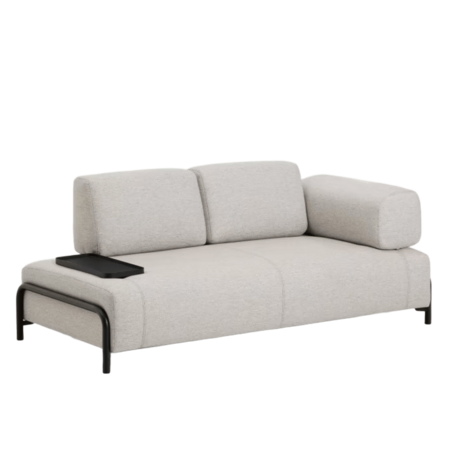 Kave Home 2-Sitzer-Sofa Compo aus Chenille mit kleines Tablett von Kave Home Stahl schwarz, Babel Beige