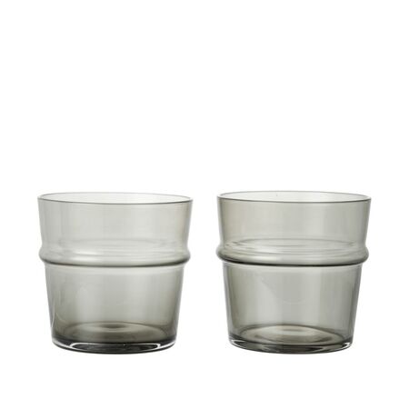 Ferm Living 2er Set Trinkglas Boya von Ferm Living  Ø: 8.8 cm / H: 8 cm, Smoked Grey