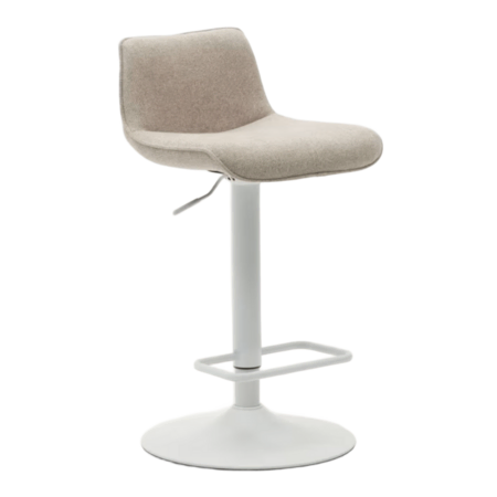 Kave Home Zenda Hocker aus Chenille von Kave Home Beige / Matteweiss