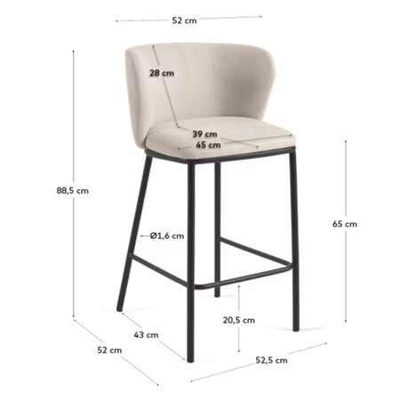 Kave Home Hocker aus Chenille Ciselia von Kave Home Beige / Schwarz