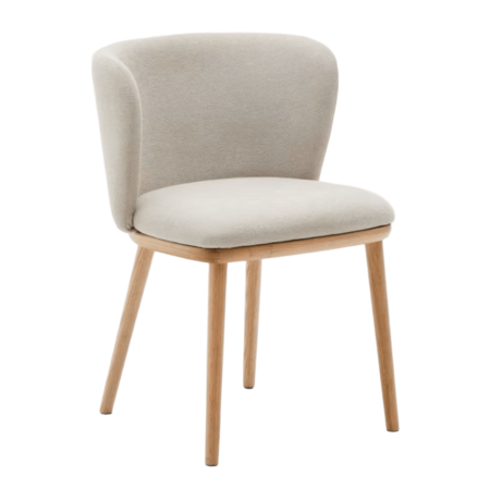 Kave_Home_Stuhl_Ciselia_aus_Chenille_Beige_Massives_Eschenholz_Natürl_Finish