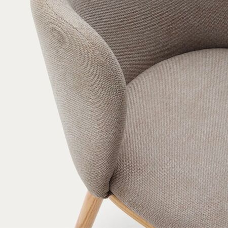 Kave_Home_Stuhl_Ciselia_aus_Chenille_Braun_Massives_Eschenholz_Natürl_Finish