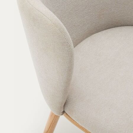 Kave_Home_Stuhl_Ciselia_aus_Chenille_Beige_Massives_Eschenholz_Natürl_Finish_Details_1