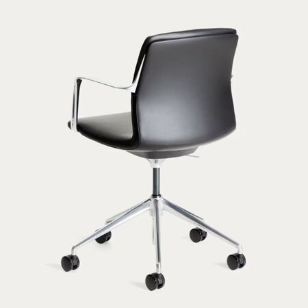 Kave_Home_Schreibtischstuhl_Nerlan_Schwarz_Leder_Aluminium_Gestell