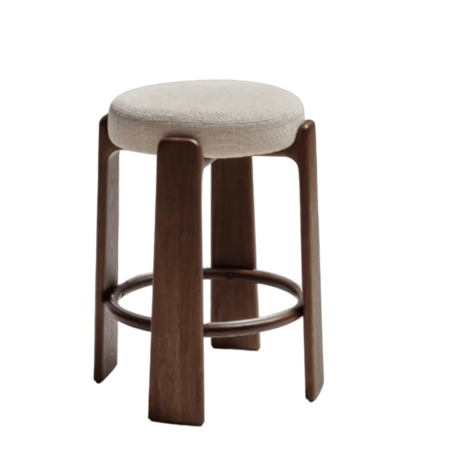 Kave Home Hocker Granite von Kave Home H und Sitzhöhe: 65 cm / B und T: 49.5 cm, Beige / Dunkelbraun