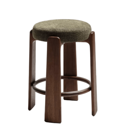 Kave Home Hocker Granite von Kave Home H und Sitzhöhe: 65 cm / B und T: 49.5 cm, Grün / Dunkelbraun