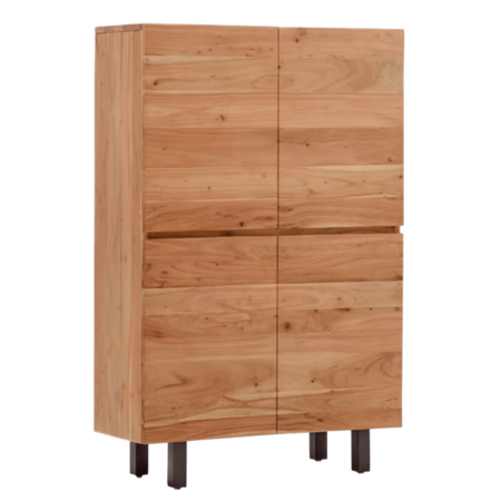 Kave Home 4-türiges Highboard Uxue von Kave Home Akazienholz mit gebleichtem Finish / Schwarz Stahlbeinen
