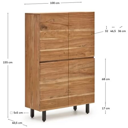 Kave_Home_4_türiges_Highboard_Uxue_Shwarz_Bein_Details