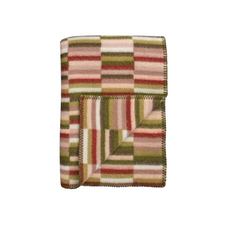Røros Tweed Lammwolldecke Ida 135 x 200 cm von Røros Tweed Olive Burgundy