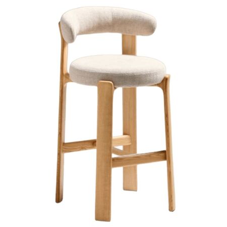 Kave Home Hocker Granite aus Chenille von Kave Home H: 100 cm / Sitzhöhe: 75 cm, Beige / Hell braun