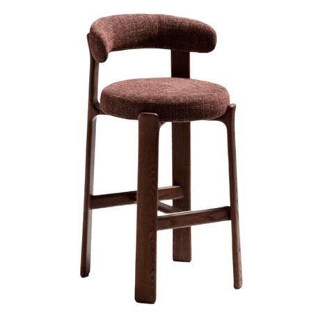 Kave Home Hocker Granite aus Chenille von Kave Home H: 100 cm / Sitzhöhe: 75 cm, Braun / Dunkelbraun