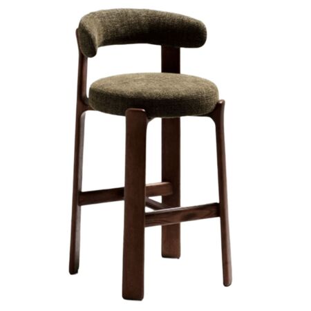 Kave Home Hocker Granite aus Chenille von Kave Home H: 100 cm / Sitzhöhe: 75 cm, Grün / Dunkelbraun