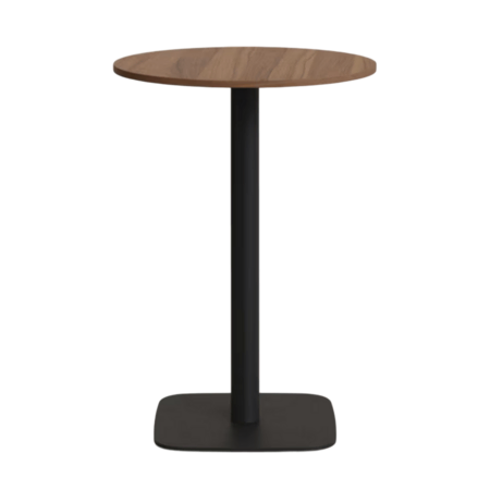 Kave Home Hoher Runder Tisch Dina von Kave Home Nussbaum / Metallbein Schwarz lackiert