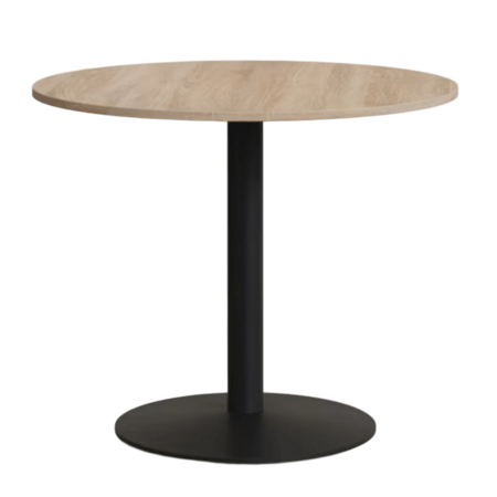 Kave Home Runder Tisch Melamin Esilda von Kave Home Ø: 90 cm, Natur / Metallbein Schwarz lackiert