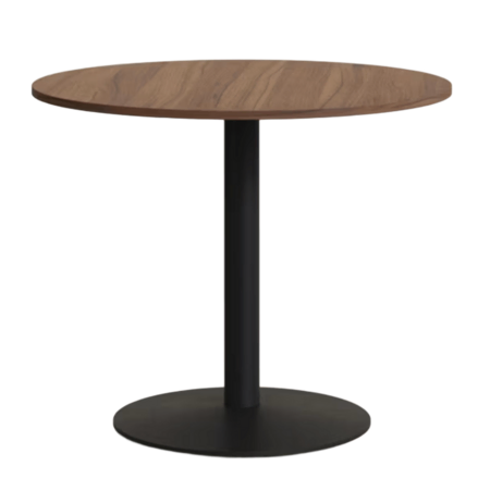 Kave Home Runder Tisch Melamin Esilda von Kave Home Ø: 90 cm, Nussbaum / Metallbein Schwarz lackiert