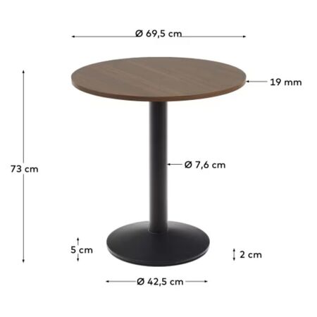 Kave_Home_Hoher_Runder_Tisch_Dina_Nussbaum_Metallbein_Schwarz_69_cm