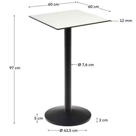 Kave_Home_Esilda_runder_Stehtisch_Weiss_mit_schwarz_lackiertem_Metallbein_60_60_Dimensions