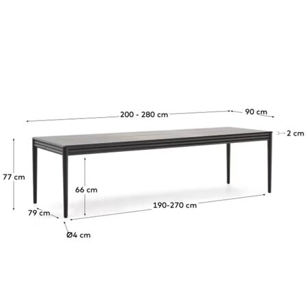 Kave_Home_Lenon_Ausziehtisch_Schwarz_200_280_Cm_Dimensions
