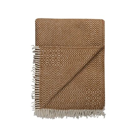 Røros Tweed Lammwolldecke Kattefot 140 x 220 cm von Røros Tweed Gebranntes Ocker