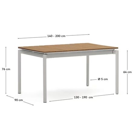 Kave_Home_Gartentisch_Canyelles_ausziehbar_Hellgrau_140-200_Dimesnions