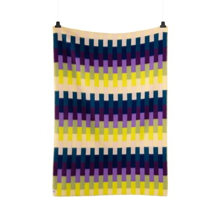 Røros Tweed Lammwolldecke Åsmund Bold 135 x 200 cm von Røros Tweed Gelb/Blau