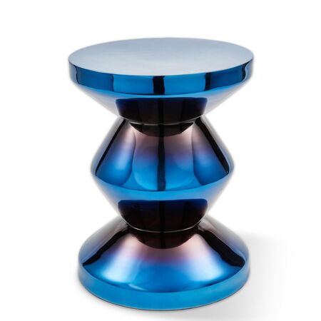 Pols Potten Metallhocker Zig Zag von Pols Potten Blau Metallic