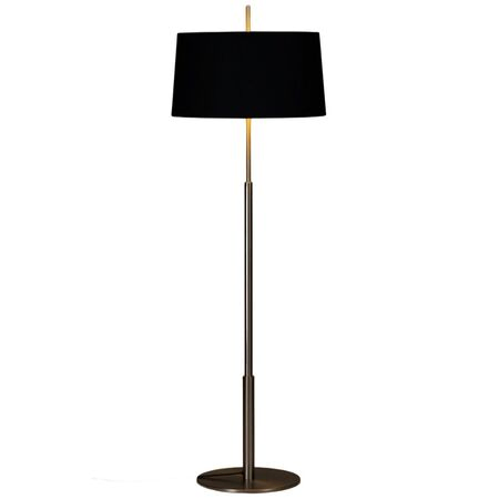 Santa & Cole Stehleuchten Diana Mayor von Santa & Cole  Black Linen with Stone Parchment Upper Diffuser, Weiss / Weiss, Satin Nickel