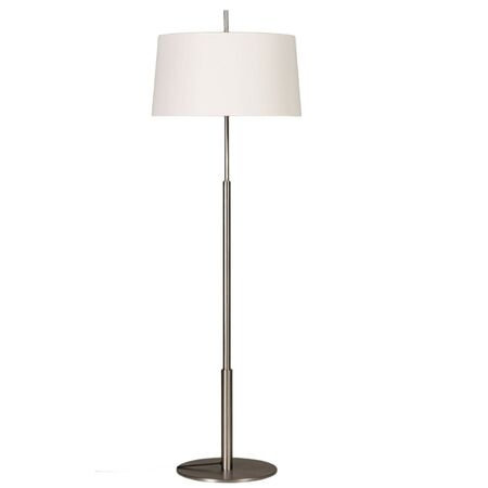 Santa & Cole Stehleuchten Diana Mayor von Santa & Cole  White Linen with Translucent White Parchment Upper Diffuser, Weiss / Weiss, Satin Nickel
