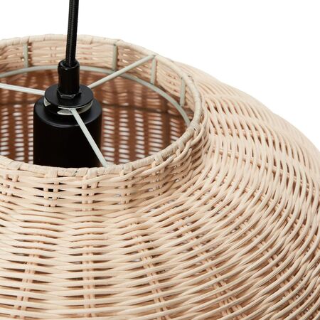 Hübsch  Hübsch Chand - Pendelleuchte  Round, Schwarz\Naturfarben