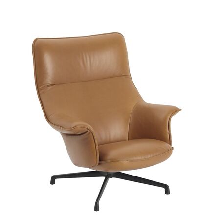 Muuto Hoher Lounge Chair Doze von Muuto Refine Leather Cognac