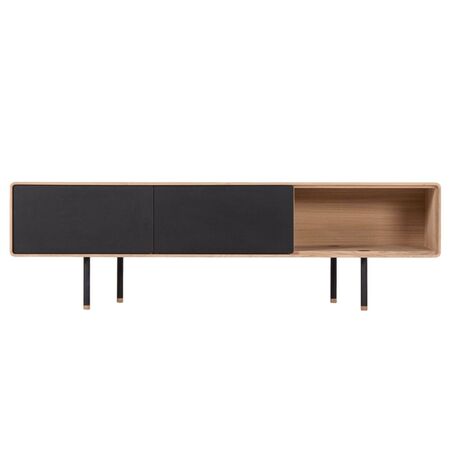 Gazzda Fina Lowboard von Gazzda Linoleum Nero – RAL 9005 Schwarz – Geölte Eiche – Natur geölt, B: 160 cm