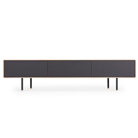 Gazzda Fina Lowboard von Gazzda Linoleum Nero – RAL 9005 Schwarz – Geölte Eiche – Natur geölt, B: 200 cm / 3 Schubladen
