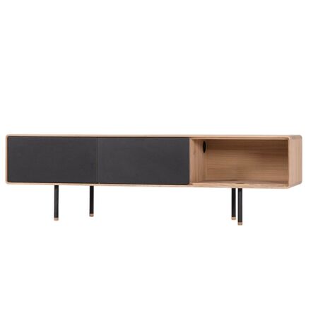 Gazzda_Fina_lowboard_160x45x48-Eiche_Weiss_1015-linoleum-nero-4023-1_2
