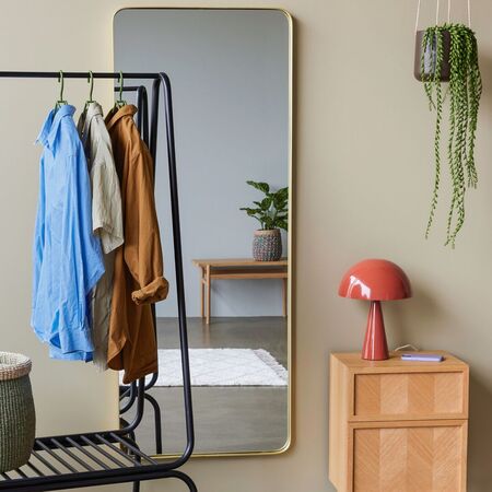 Hübsch,Retro Wandspiegel von Hübsch,Messingfarben,Klein,wohnaccessoires,Spiegel
