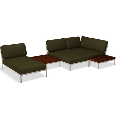 Houe Houe LEVEL Kombination 03 - Outdoor Sofa Muted White, Leaf Heritage 42